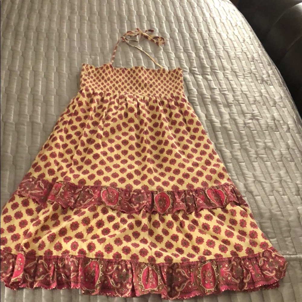 Juicy Couture Yellow and Red Patterned Midi Dress